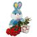 red roses with plush toy and chocolates